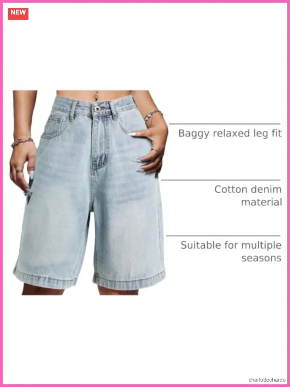 Baggy High Waisted Denim Jorts Bermuda Shorts Streetwear